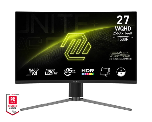 MSI MAG 27CQ6PF 27″ QHD Curved Gaming Monitor 180HZ Refresh rate, 0.5ms 2K (2560 x 1440, WQHD) High Resolution