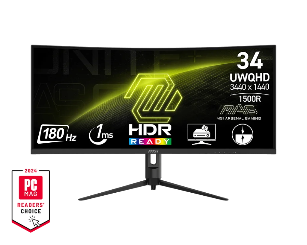 MSI MAG 342CQR E2 34″ UWQHD VA, 2K 180HZ Curved Gaming Monitor