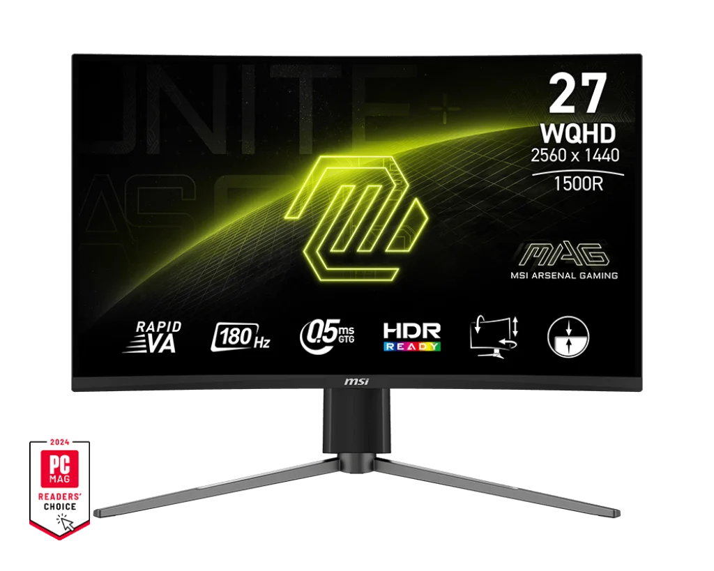 MSI MAG 27CQ6PF 27″ QHD Curved Gaming Monitor 180HZ Refresh rate, 0.5ms 2K (2560 x 1440, WQHD) High Resolution