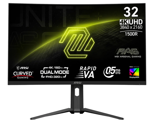 MSI MAG 321CUPDF Gaming Monitor, 32-inches Rapid VA, Dual mode with UHD 160Hz and FHD 320Hz, BLACK