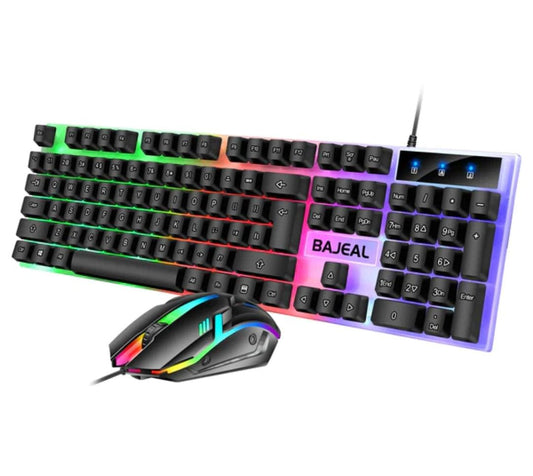 Bajeal T350 LED Light 104 Keys USB Wired Mechanical Feel Gaming Keyboard Mouse Combos